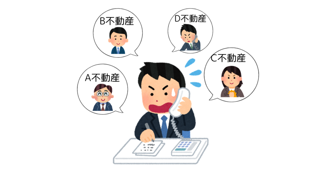 複数の不動産会社に1社ずつ見積もりを依頼して困っている様子